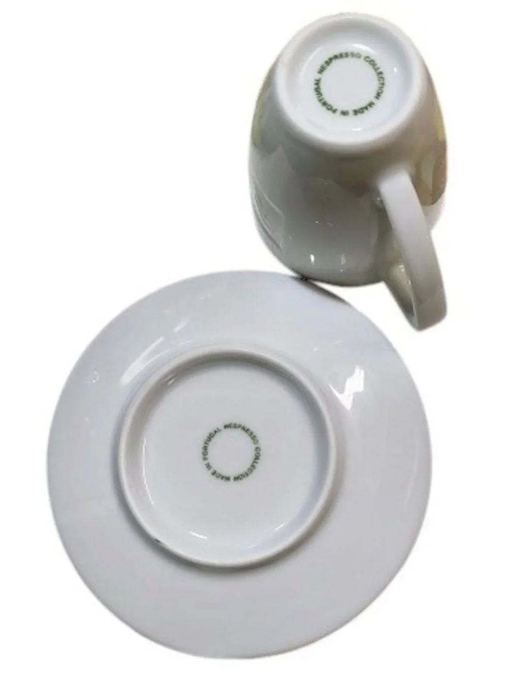 2-Shot Nespresso Cup Saucer White Porcelain PORTUGAL Recessed Logo